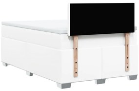 Cama boxspring com colchão 120x190 cm couro artificial branco