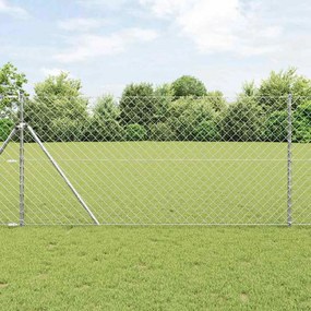 vidaXL Conjunto de Postes de Cerca Prateado 1.4 x 10 m Aço galvanizado