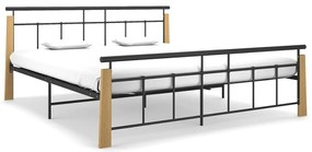 Estrutura de cama 180x200 cm metal e madeira de carvalho maciça