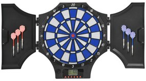 SPORTNOW Alvo Eletrónico Dobrável com 31 Jogos para 8 Jogadores com 6 Dardos e 6 Pontas de Substituição Ecrã LCD 83x4x45 cm Preto