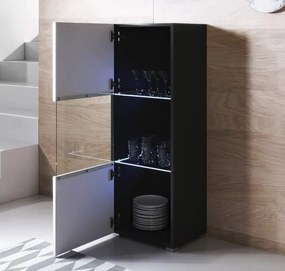 Vitrine Alta Beja – 40x128 cm – Preto e Branco com LED Azul
