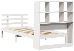 Cama com estante sem colchão 90x190 cm pinho maciço branco