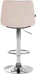 Banco de bar Jerry em veludo com estrutura cromada 87-108,5 x 43 x 46,5 cm Bege