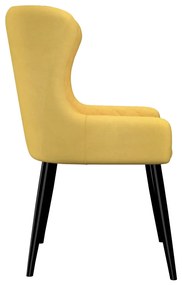 Cadeiras de jantar 2 pcs tecido amarelo