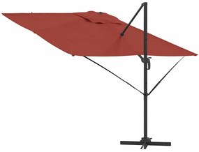 Guarda-Sol Cantilever Roma Terracota 286x285x265 cm em Alumínio