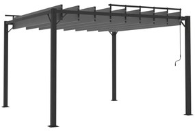 Gazebo c/ telhado de persiana 3x3 m tecido antracite e alumínio