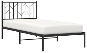 Estrutura de cama com cabeceira 90x200 cm metal preto