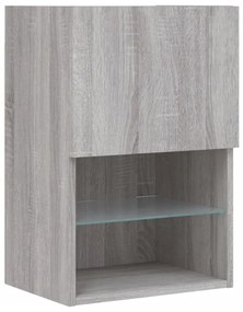 Móvel de TV com luzes LED 40,5x30x60 cm cinzento sonoma
