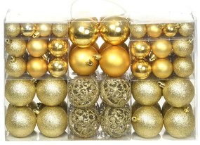 vidaXL Conjunto de bolas de natal 100 pcs 3/4/6 cm dourado