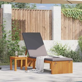 vidaXL Espreguiçadeira com almofada Óleo Natural 200 x 55 x 94 cm