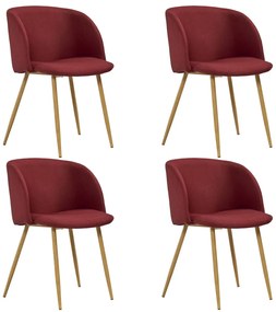 vidaXL Cadeiras de jantar 4 pcs tecido vermelho tinto