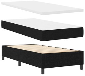 Cama Box Spring com Colchão e Banco Preto 90x190 cm Tecido