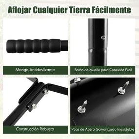 Rolo Aerador de relva com cabo amovível 130 cm Dentes para jardim Pátio Fácil de montar Preto