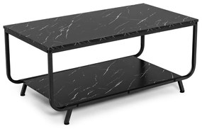 Mesa de centro moderna em mármore falso 105 x 55 x 46,5 cm Preto