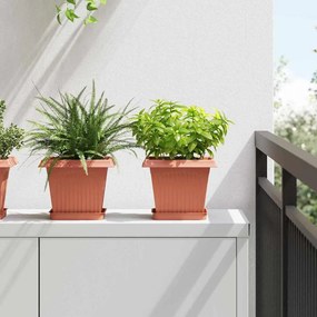 vidaXL Vaso Quadrado para Flores 6 pcs Vermelho Tijolo 20 x 20 x 16 cm