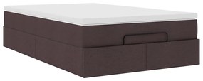 Estrutura cama otomana colchão 120x200cm tecido castanho escuro