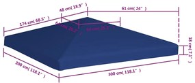 Cobertura de gazebo 310 g/m² 3x3 m azul