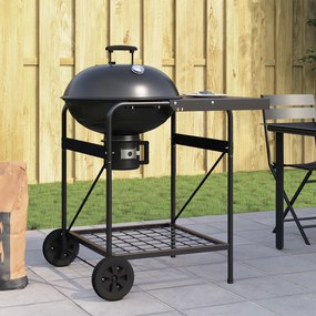 Carro de Carvão Parilla com Tampa Preta 96x72x113 cm em Metal