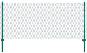 vidaXL Cerca de arame com postes aço 25x1 m verde