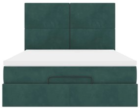Estrutura cama otomana colchões 140x200 cm veludo verde escuro