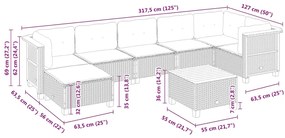 8 pcs conjunto de sofás p/ jardim com almofadões vime PE bege
