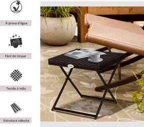 Mesa de Jardim em Vime Sintético Mesa de Terraço Exterior Dobrável com