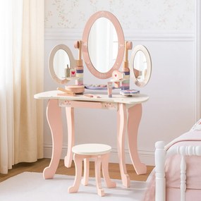Toucador para crianças madeira com acessórios 100x70x34 cm Princess Rosa