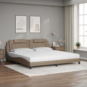 Cama com colchão 200x200 cm couro artificial cappuccino