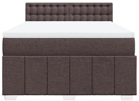 Cama com molas/colchão 160x200 cm tecido castanho-escuro
