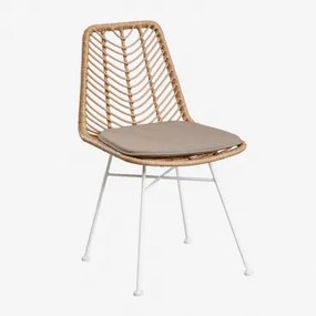 Pack De 2 Cadeiras De Jardim Em Rattan Sintético Gouda Natural Natural & Branco & Castanho Moka - Sklum