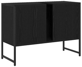 Gabinete para Pia de Banheiro Carvalho Preto 80x33x60 cm Madeira Aglom
