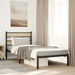 vidaXL Estrutura de cama sem colchão 90x190 cm metal carvalho sonoma