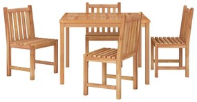 5 pcs conjunto de jantar p/ jardim madeira de teca maciça