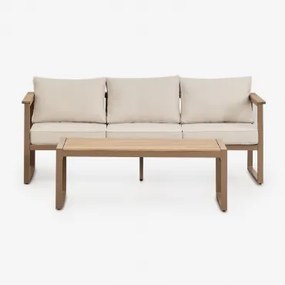 Conjunto De Jardim Com Sofá De 3 Lugares E Mesa De Centro Em Alumínio 110x55cm Lipov Moka Brown - Sklum
