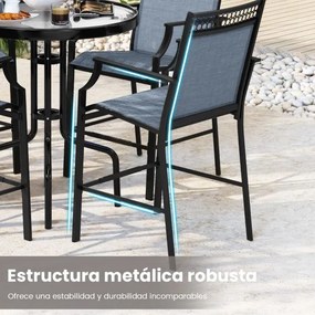 Conjunto de 2 bancos de bar para Jardim com apoio para os pés em metal à altura do balcão para jardim, piscina, varanda, cozinha Azul