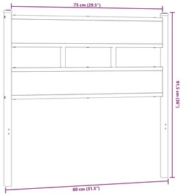 Cabeceira de cama 75 cm derivados madeira/ferro carvalho fumado