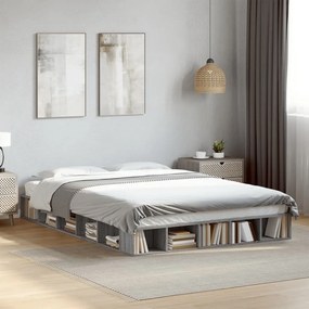 Estrutura de cama 160x200 cm derivados de madeira cinza sonoma
