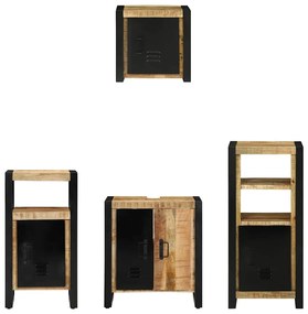 Conjunto de Móveis para Banheiro 4 pcs Madeira de manga maciça