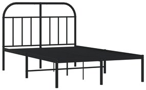 Estrutura de cama com cabeceira 120x190 cm metal preto