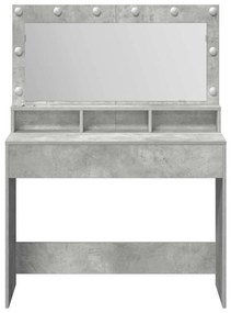 Mesa de Maquilhagem com Luzes LED Cinza Concreto 100x41x135 cm