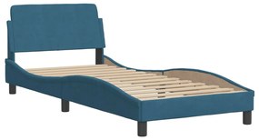 Cama com colchão 90x190 cm veludo azul