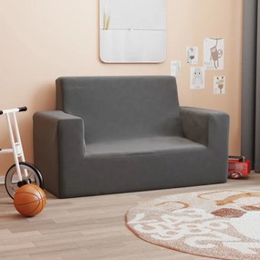 vidaXL Sofá infantil de 2 lugares pelúcia antracite