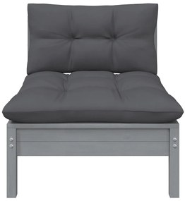 7 pcs conjunto lounge de jardim c/ almofadões pinho maciço