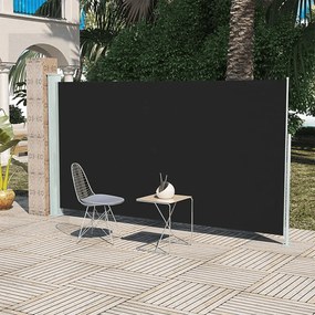 Toldo lateral retrátil para pátio 160x300 cm preto