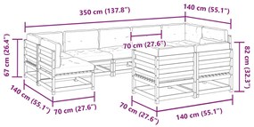 9pcs conj. sofás jardim c/ almofadões pinho maciço castanho mel