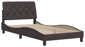 Estrutura de cama sem colchão 100x200 cm tecido castanho-escuro