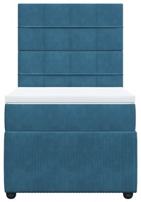 Cama com molas/colchão 90x200 cm veludo azul-escuro