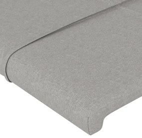 Cabeceira cama c/ luzes LED tecido 203x16x118/128cm cinza-claro