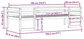 Estrutura de cama infantil 90x190 cm madeira de pinho maciça