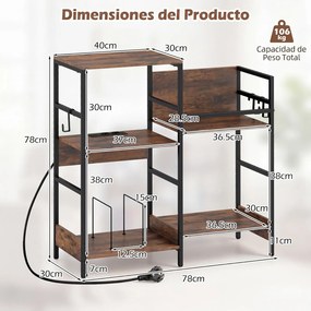 Móvel para Gira-Discos, 78 x 30 x 78 cm, Estação de Carregamento Integrada, Castanho